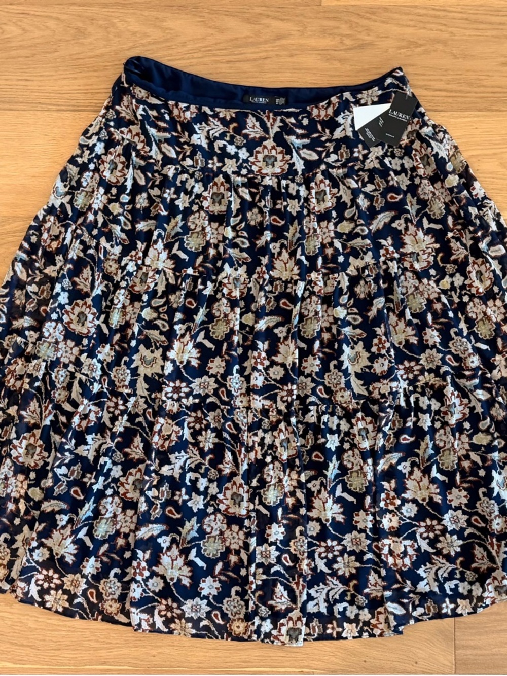 NWT Lauren Ralph Lauren Navy Floral Women’s Tiered Skirt Size 18W